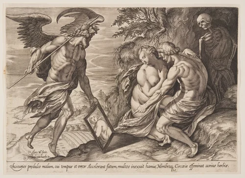 Allegory of Love, Time, and Death by Hieronymus Wierix, print, 1580