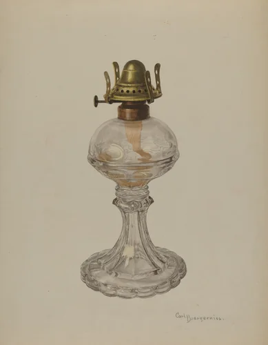 Glass Oil Lamp by Carl Buergerniss, index of american design, 1940