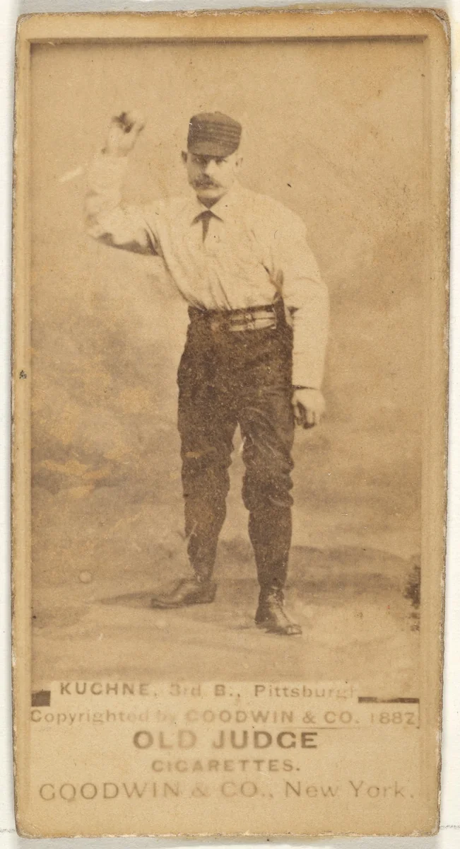 Bill Kuehne, 3rd Base, Pittsburgh, from the Old Judge series (N172) for Old Judge Cigarettes by Goodwin & Company, photograph, 1887