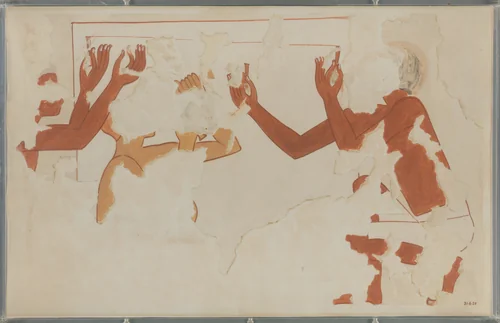 Stone Cutters Measuring a Block, Tomb of Rekhmire by Nina de Garis Davies, artwork, -1504