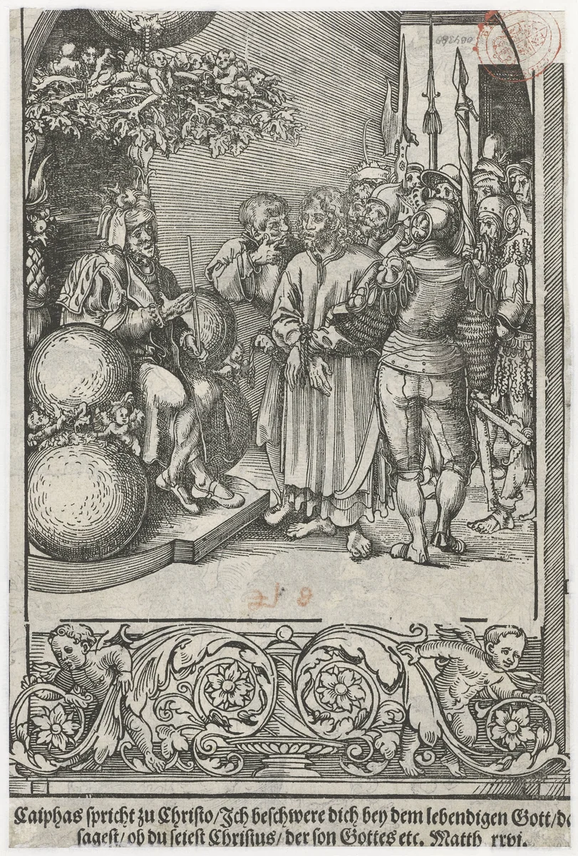 Christus voor Herodes by Lucas Cranach, print, 1509