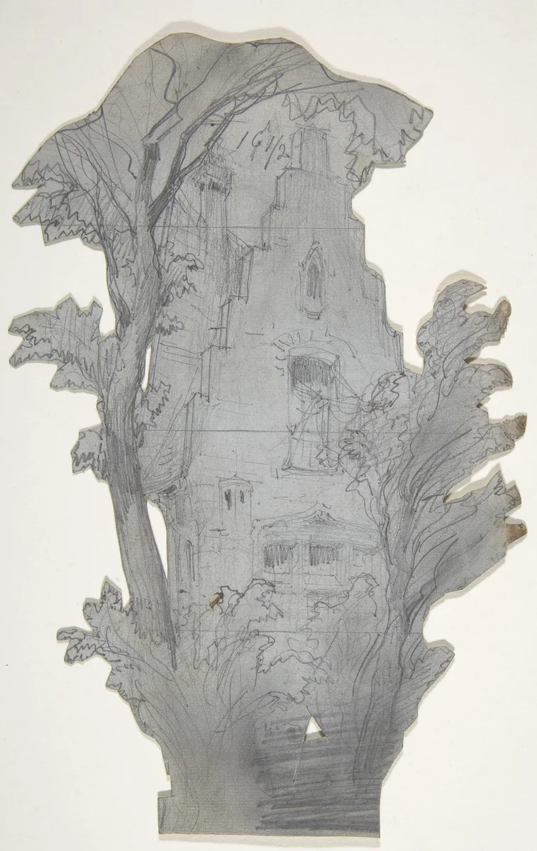 Design for a Stage Set at the Opéra, Paris by Eugène Cicéri, drawing, 1830-1890