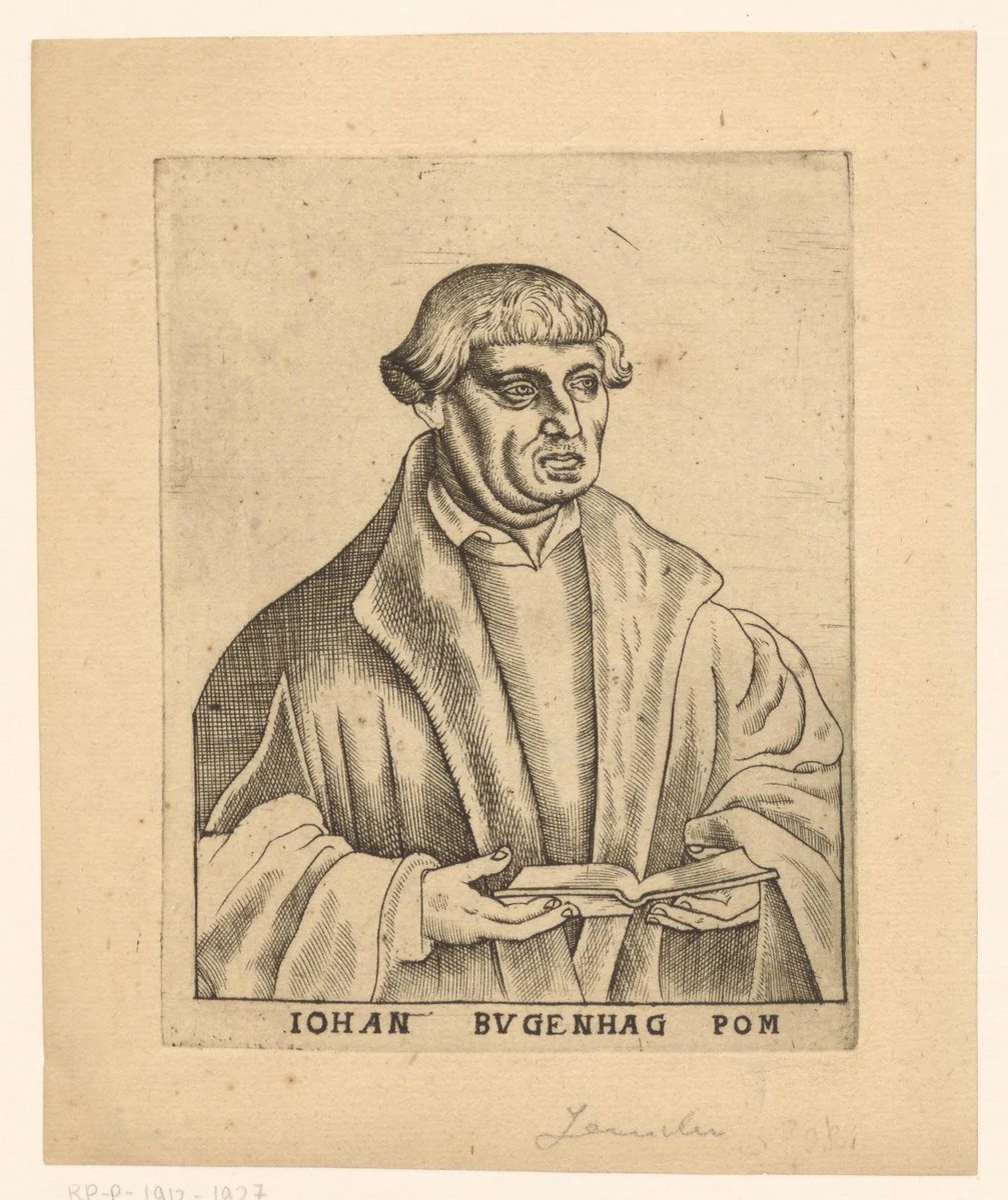 Portret van Johan Bugenhagen by anonymous, print, 1563-1642