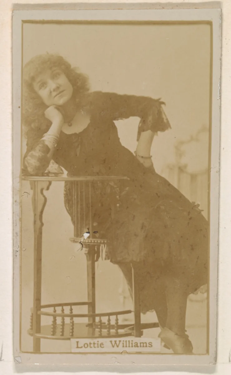 Lottie Williams, from the Actresses series (N245) issued by Kinney Brothers to promote Sweet Caporal Cigarettes by Kinney Brothers Tobacco Company, photograph, 1890