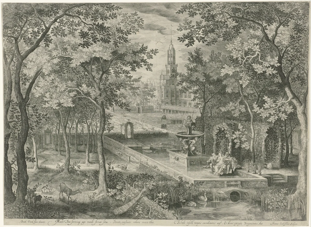 Susanna en de ouderlingen by Unknown, print, 1580-1625