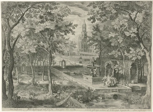 Susanna en de ouderlingen by Unknown, print, 1580-1625