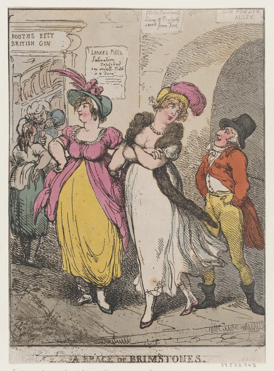 A Brace of Brimstones by Thomas Rowlandson, print, 1806