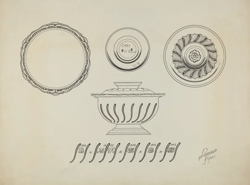 Silver Sugar Bowl by Lawrence Flynn, index of american design, 1938