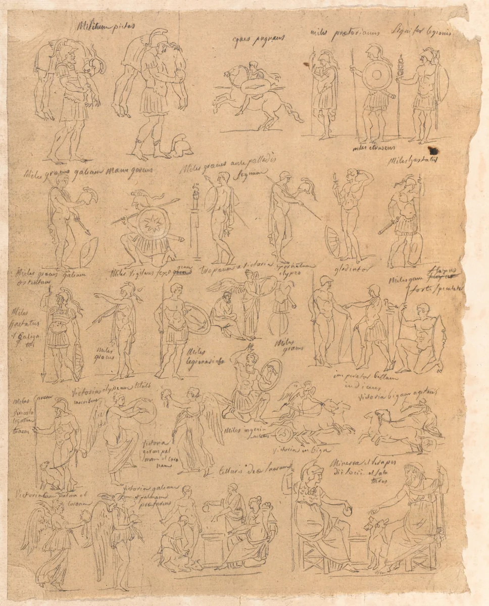 Warriors with Victims, and Other Classical Subjects by Jacques-Louis David, drawing, 1775-1780