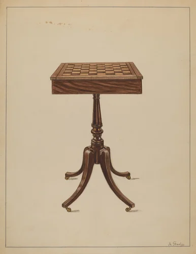Checker Table by Nicholas Gorid, index of american design, 1936