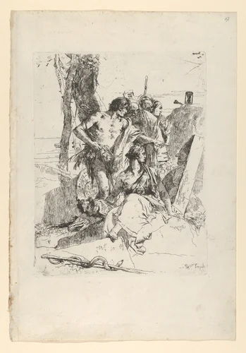 The Discovery of the Tomb of Punchinello, from the Scherzi by Giovanni Battista Tiepolo, print, 1738-1755