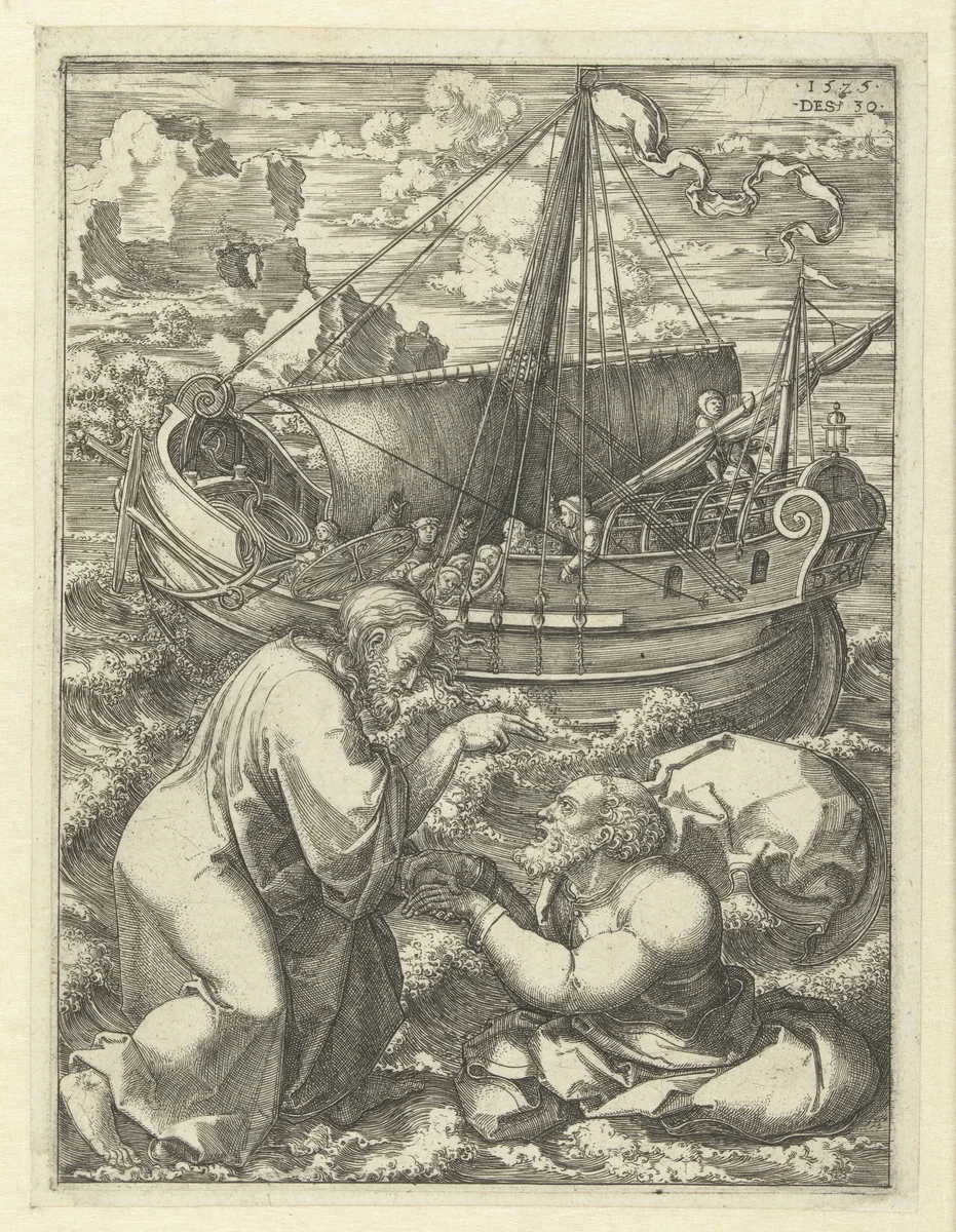Redding van Petrus door Christus by Unknown, print, 1525