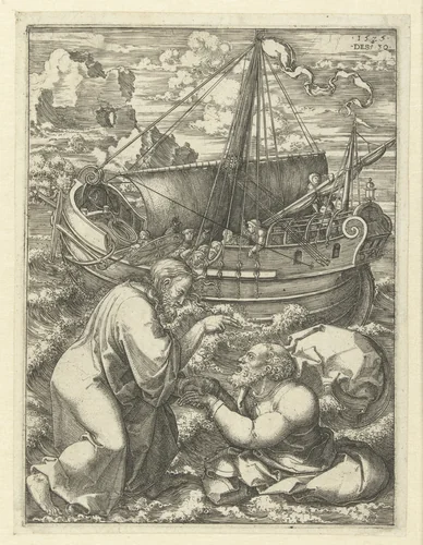 Redding van Petrus door Christus by Unknown, print, 1525