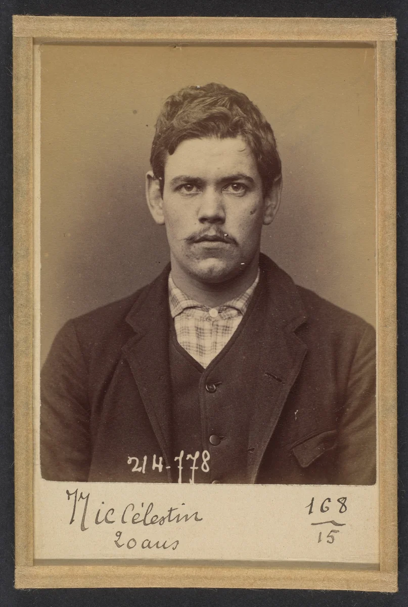 Nic. Celestin. 20 ans, né à Conflans-St-Honorine (Seine & Oise). Emballeur. 26/2/94. by Alphonse Bertillon, photograph, 1894