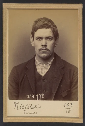 Nic. Celestin. 20 ans, né à Conflans-St-Honorine (Seine & Oise). Emballeur. 26/2/94. by Alphonse Bertillon, photograph, 1894