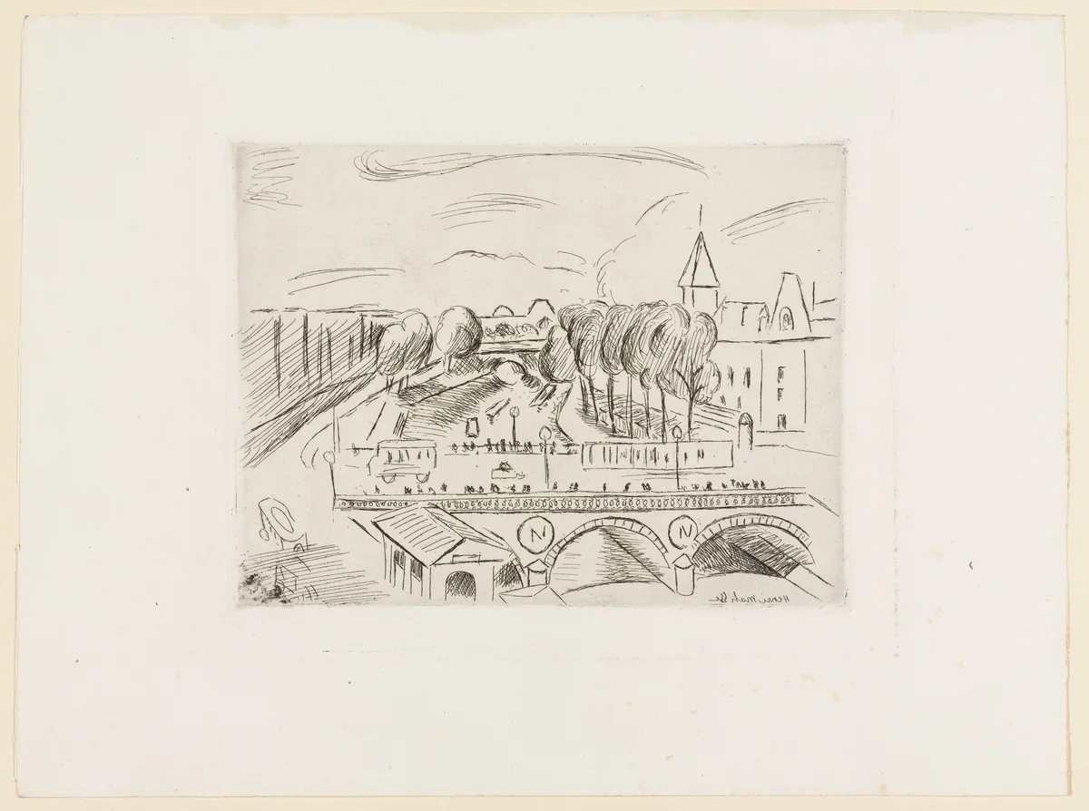View of Paris - Pont St. Michel (Vue de Paris - Le Pont St-Michel) from the portfolio Pictures of Paris (Tableaux de Paris) by Henri Matisse, print, 1927
