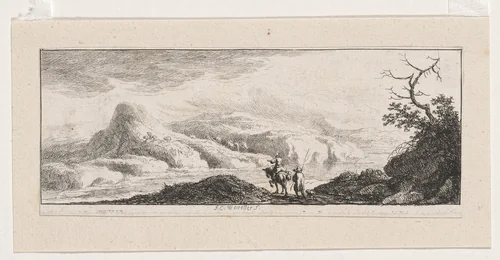 Two Men at the Ford by Franz Edmund Weirotter, print, 1760