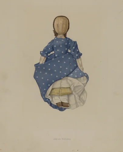 Corn Husk Doll by Jacob Gielens, index of american design, 1935-1942