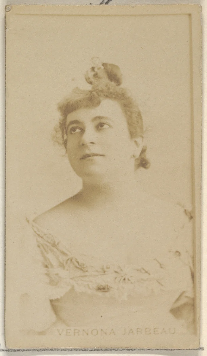 Vernona Jarbeau, from the Actors and Actresses series (N45, Type 8) for Virginia Brights Cigarettes by Allen & Ginter, photograph, 1885-1891