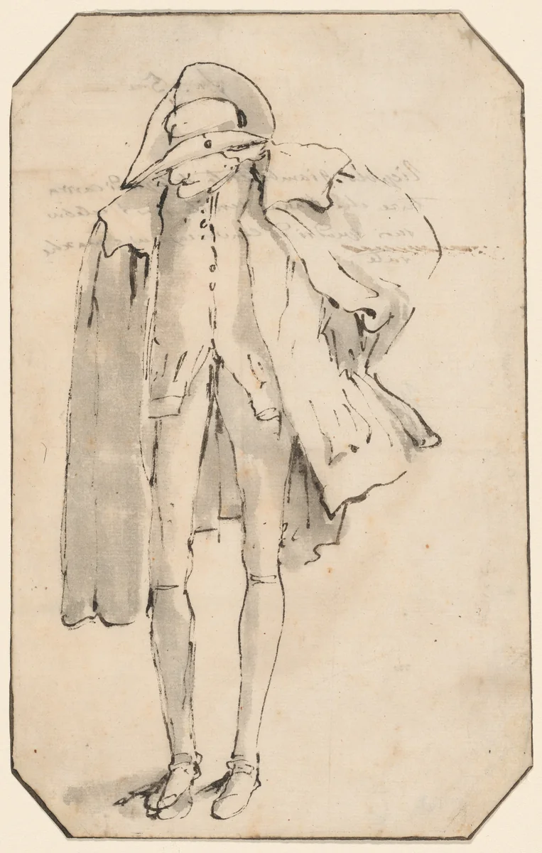 Standing Figure Wearing a Hat by Giovanni Battista Tiepolo, drawing, 1696-1770