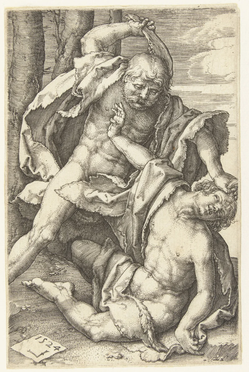 Kaïn doodt Abel by Unknown, print, 1524