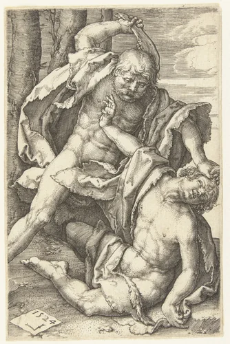 Kaïn doodt Abel by Unknown, print, 1524