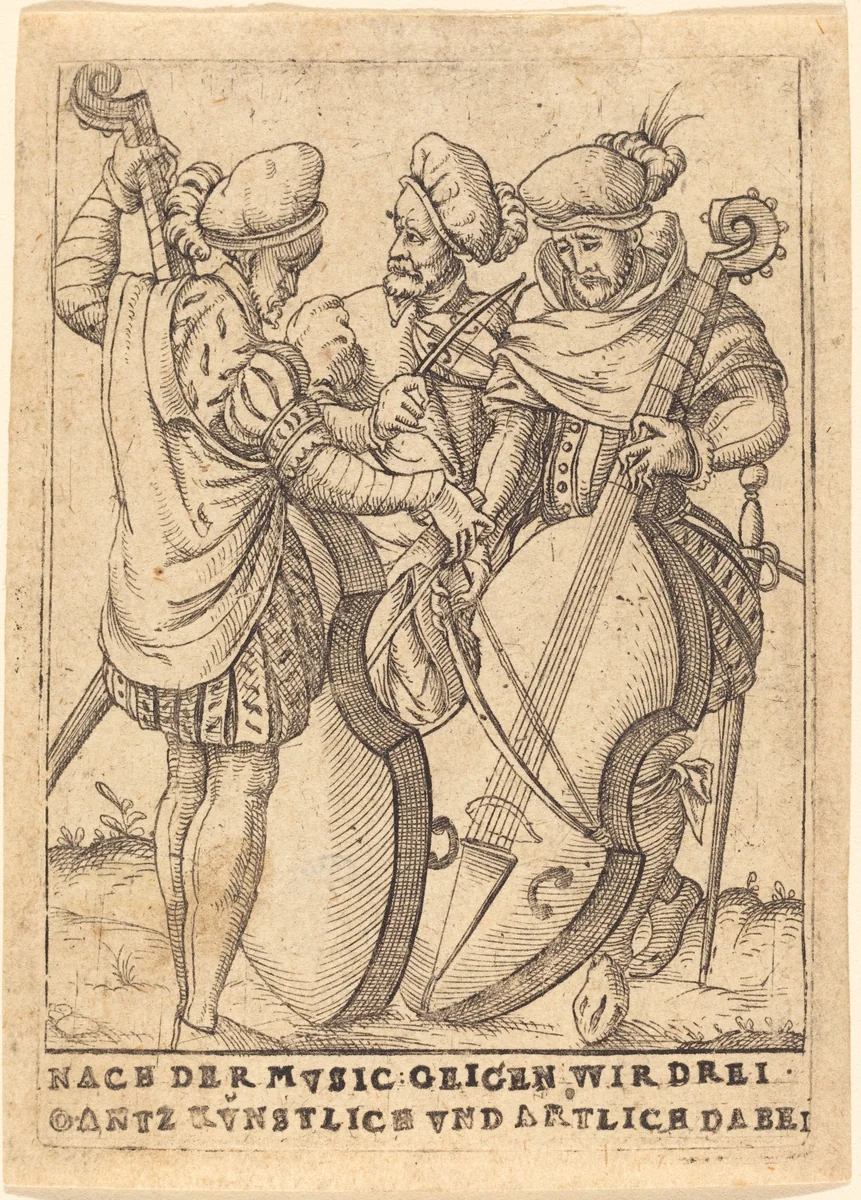 Nach der Mvsic: Geigen wir drei gantz Kvnstlice vnd artliche dabei by German 16th Century, print, 1580