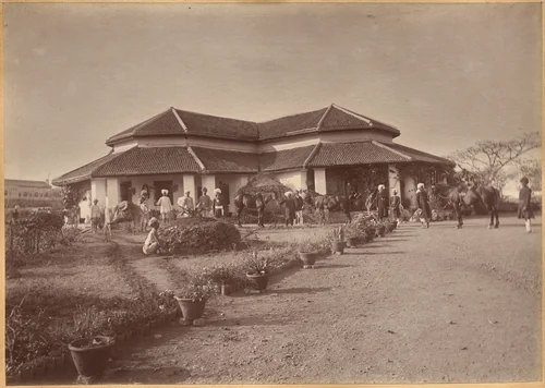 Major Creagh's home, Mhon (verso) by Raja Deen Dayal, photograph, 1877-1892
