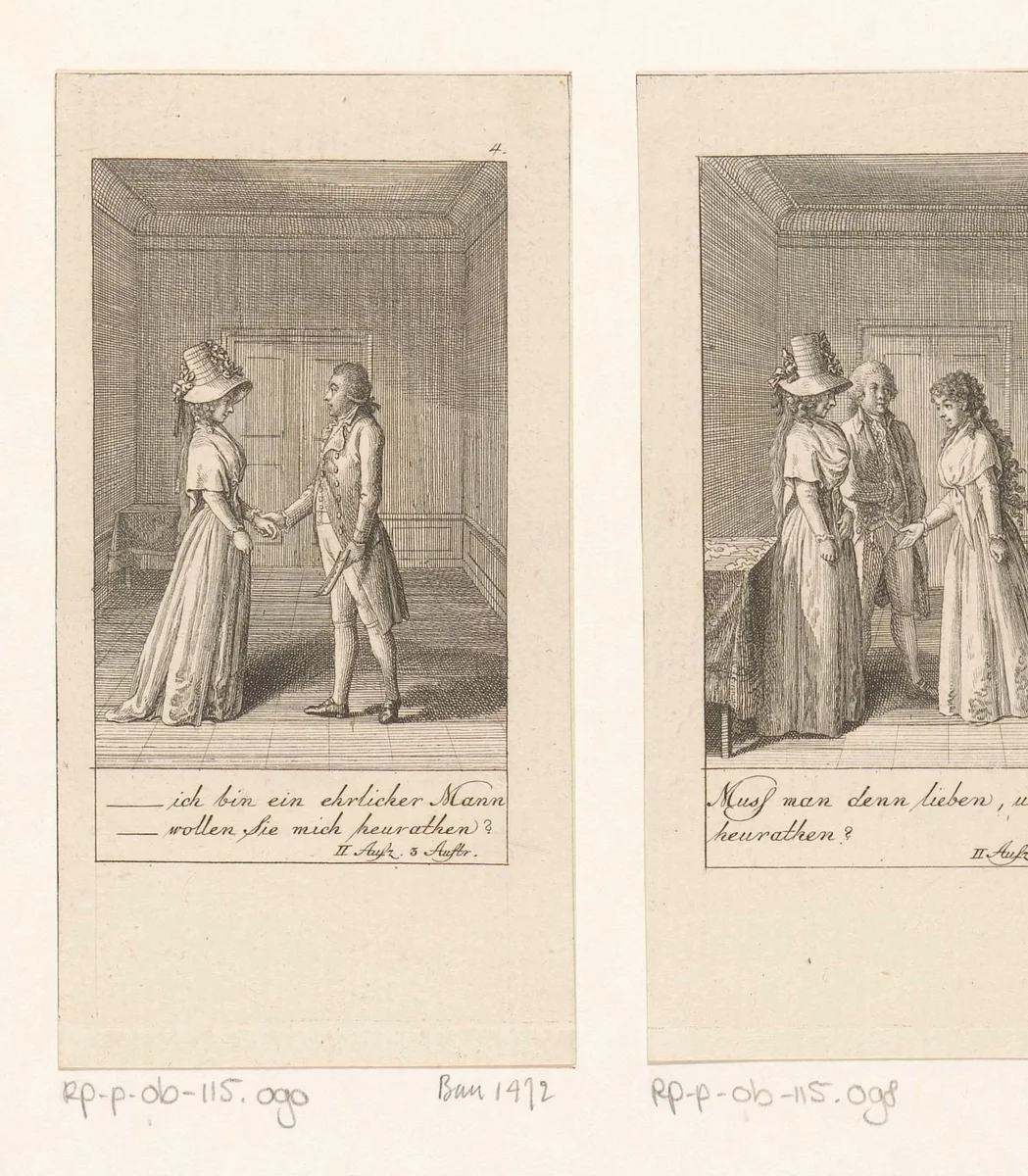Kaberdar vraagt Libby ten huwelijk by Daniel Nikolaus Chodowiecki, print, 1790