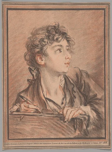 The Young Draftsman by Gilles Demarteau, print, 1750-1770