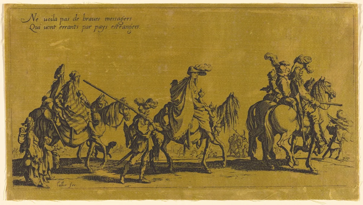 The Bohemians Marching: The Vanguard by Jacques Callot, print, 1621-1800