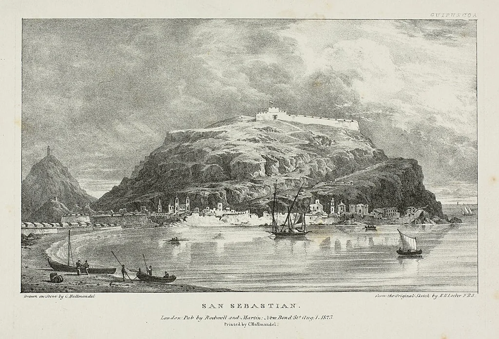 San Sebastian by James Duffield Harding, print, 1823