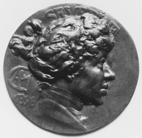 Mme. Severine (?), portrait of a woman by Alexandre-Louis-Marie Charpentier, metalwork, 1885-1899