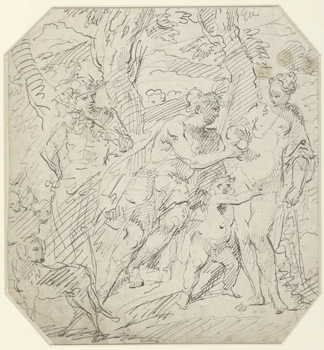Paris aan Venus de appel gevende by François Boitard, drawing, 1680-1715
