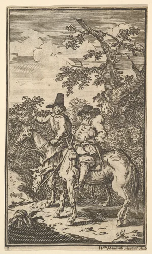 Hudibras Sallying Forth (Seventeen Small Illustrations for Samuel Butler's Hudibras, no. 1) by William Hogarth, print, 1721-1726