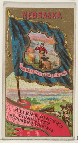 Nebraska, from Flags of the States and Territories (N11) for Allen & Ginter Cigarettes Brands by Allen & Ginter, print, 1888