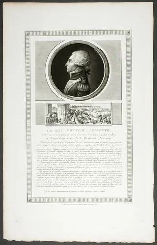 Gilbert Mottier Lafayette, Deputy State General of Auvergne, from Tableaux historiques de la Révolution Française by Jean Duplessi-Bertaux, print, 1798-1804