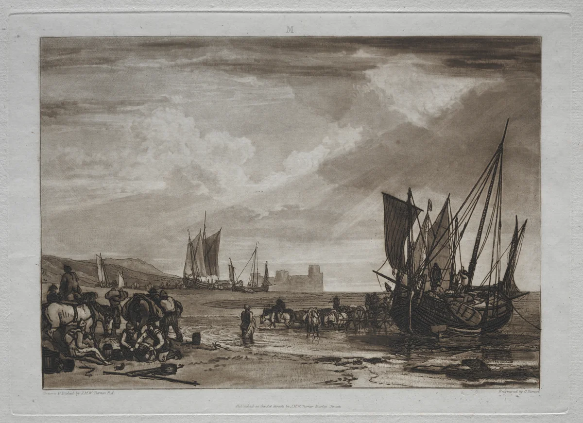 Liber Studiorum: Vessels Unloading by Joseph Turner, print