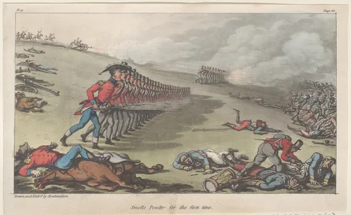 Smells Powder for the first time by Thomas Rowlandson, print, 1815