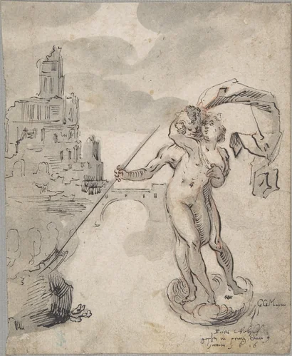 Neptune and Amphitrite by Elias Wolff, drawing, 1616