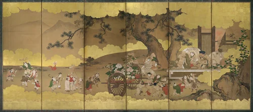 Seven Gods of Good Fortune and Chinese Children by Kano Chikanobu, painting, 1600-1799