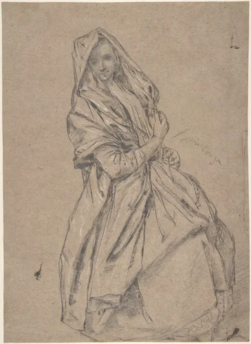 Study of a Seated Woman by Pietro Longhi, drawing, 1702-1785