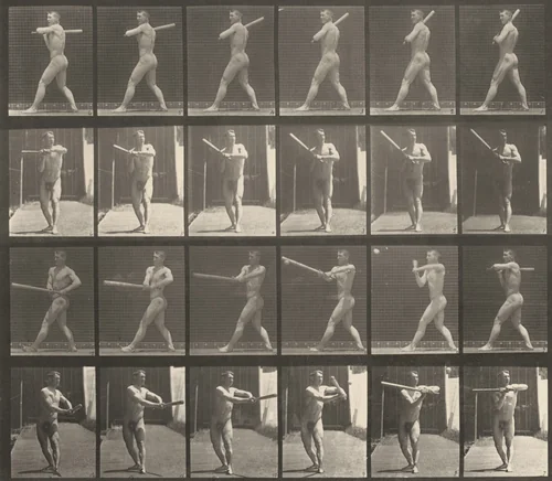 Plate Number 274. Baseball, batting by Eadweard Muybridge, photograph, 1887