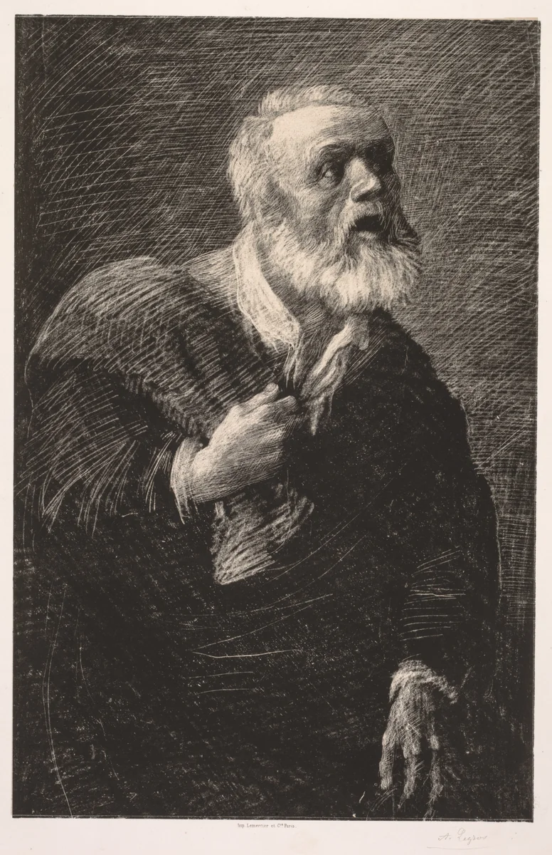 The Night Crier by Alphonse Legros, print, 1857-1911