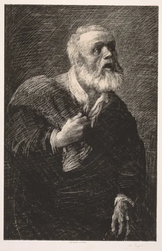 The Night Crier by Alphonse Legros, print, 1857-1911
