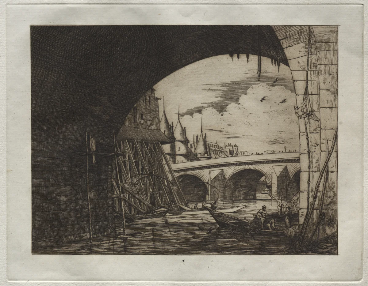 L'Arch du Pont Notre Dame by Edmond Gosselin, print, 1853-1881