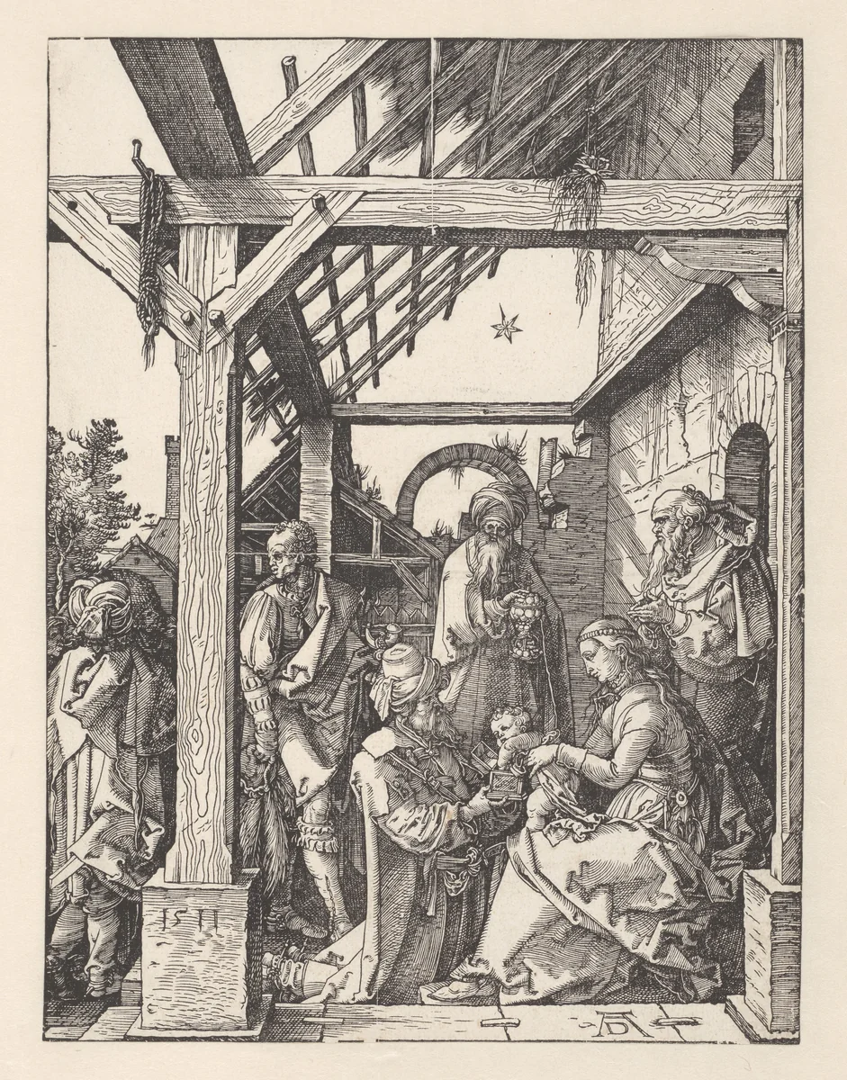 De aanbidding door de koningen by Unknown, print, 1511