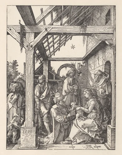 De aanbidding door de koningen by Unknown, print, 1511