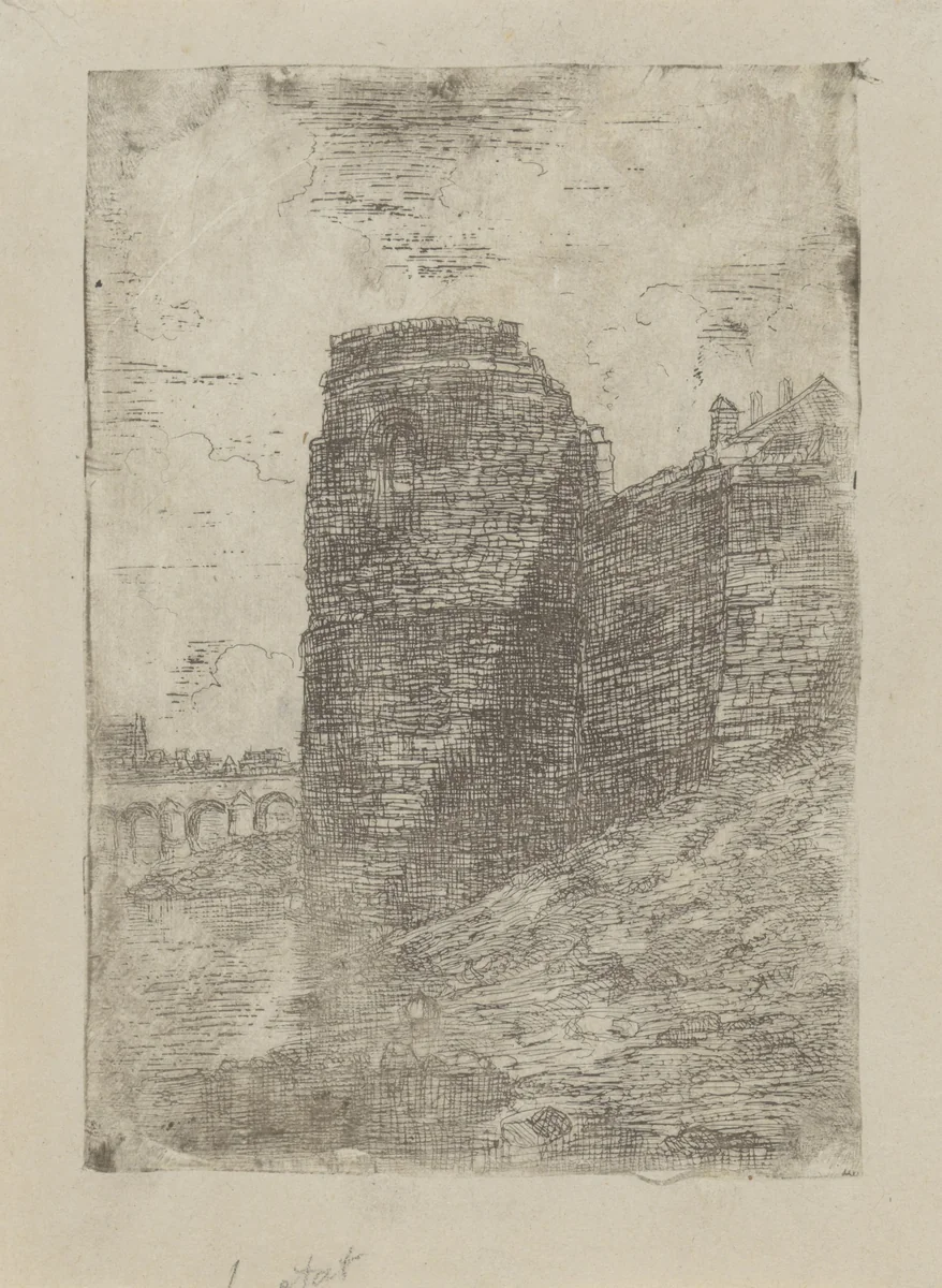 Maaspunttoren in de stadsmuur van Maastricht by Alexander Schaepkens, print, 1830-1899