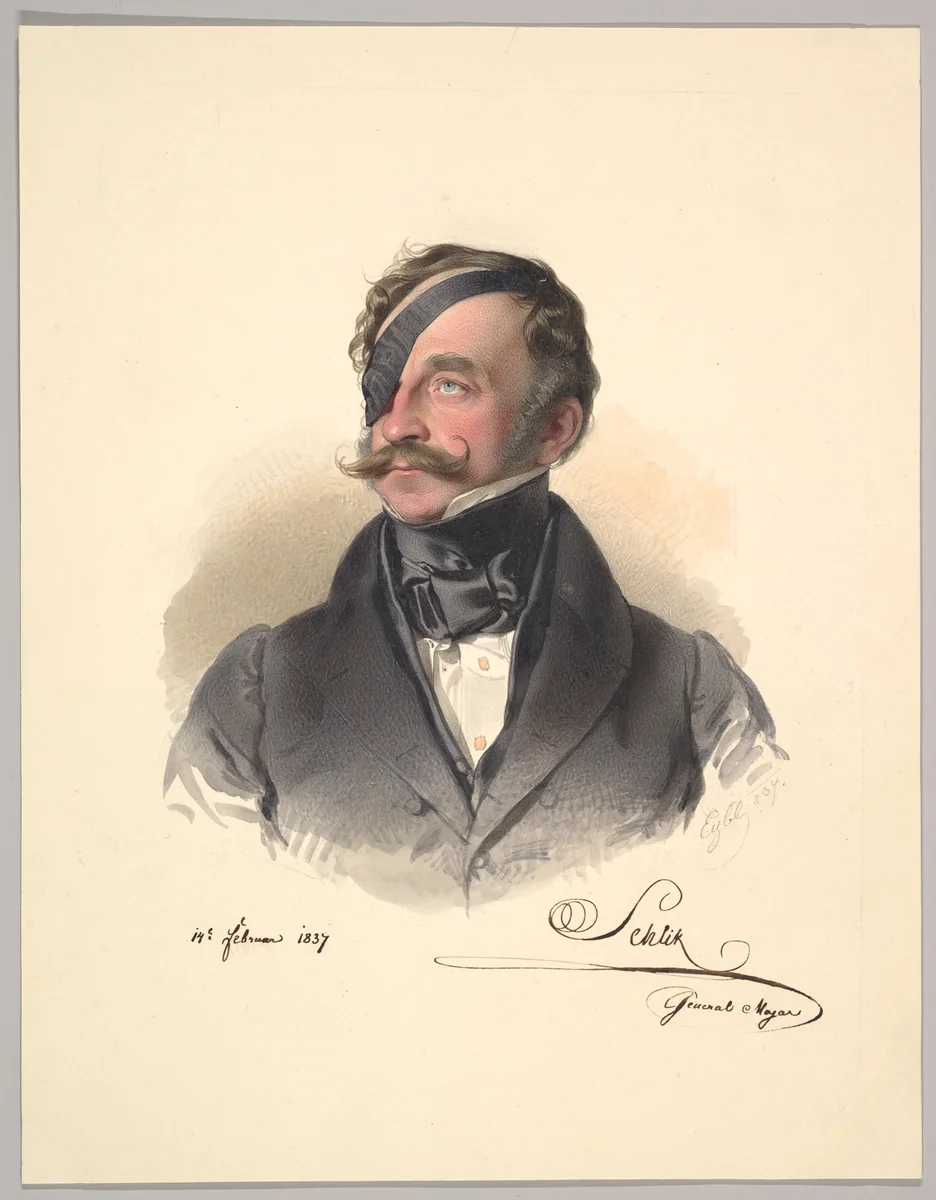 François Henri Schlick, Count of Bassano de Weisskirchen by Franz Eybl, drawing, 1837